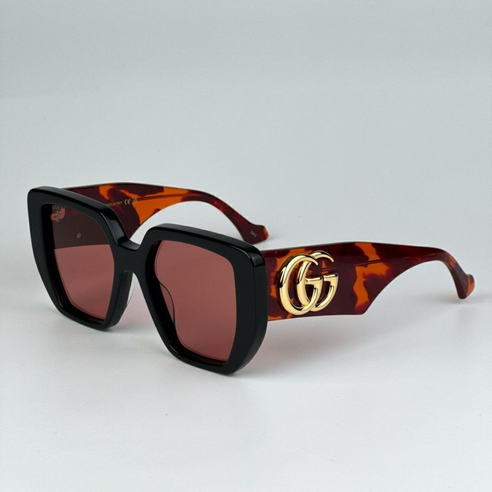 SALE! NEW Gucci GG0956S 009 Black Havana Orange Cat Eye Unisex Sunglasses - Picture 6 of 11